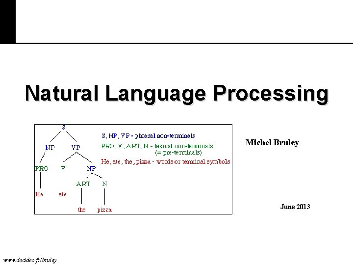 Natural Language Processing Michel Bruley June 2013 www. decideo. fr/bruley 