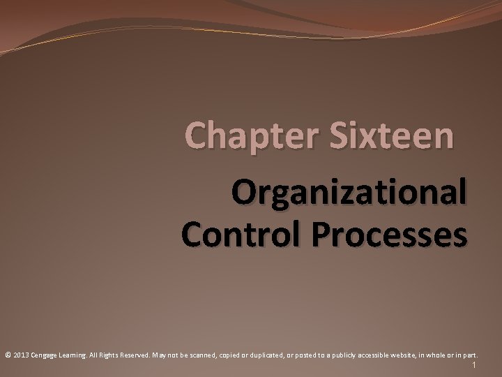 Chapter Sixteen Organizational Control Processes © 2013 Cengage Learning. All Rights Reserved. May not
