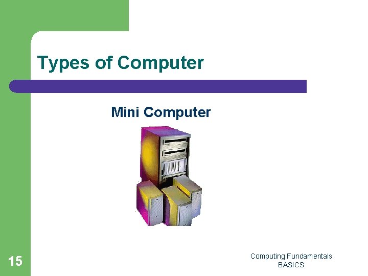 Types of Computer Mini Computer 15 Computing Fundamentals BASICS 
