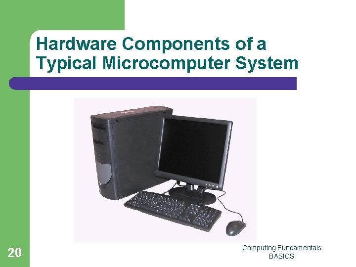 Hardware Components of a Typical Microcomputer System 20 Computing Fundamentals BASICS 