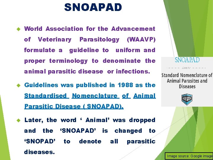 SNOAPAD World Association for the Advancement of Veterinary formulate a Parasitology guideline to (WAAVP)