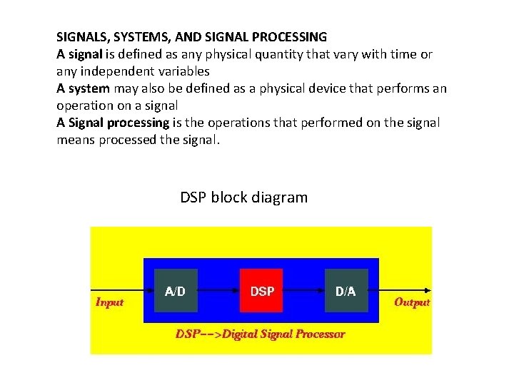 SIGNALS, SYSTEMS, AND SIGNAL PROCESSING A signal is defined as any physical quantity that
