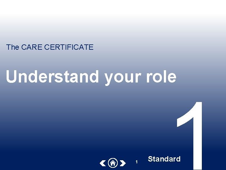 The CARE CERTIFICATE Understand your role 1 1 Standard 