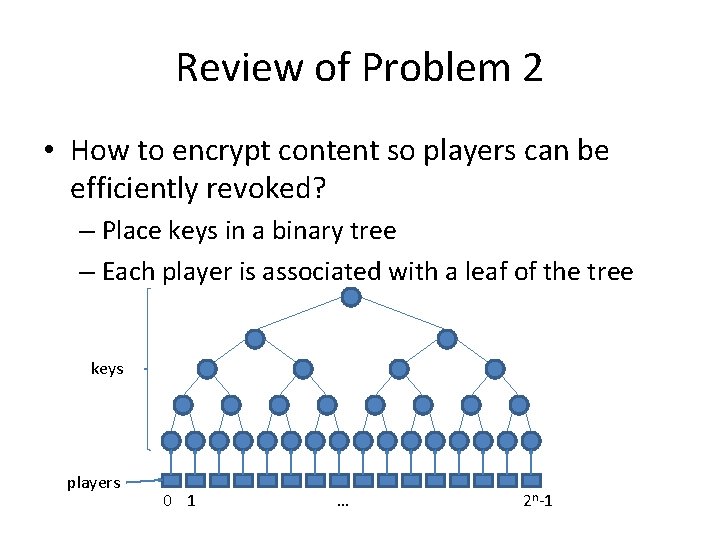Review of Problem 2 • How to encrypt content so players can be efficiently