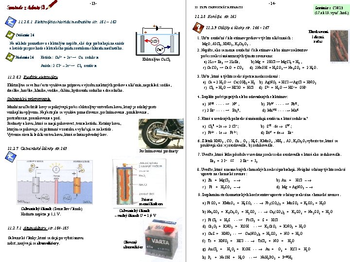 -13 - 11 TYPY CHEMICKÝCH REAKCIÍ -14 - Seminár z CH 13 (17. až