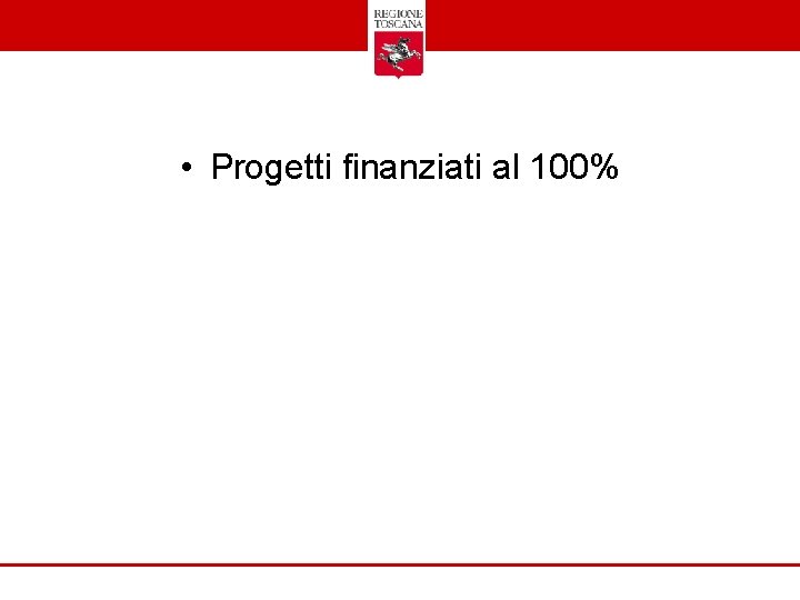  • Progetti finanziati al 100% 