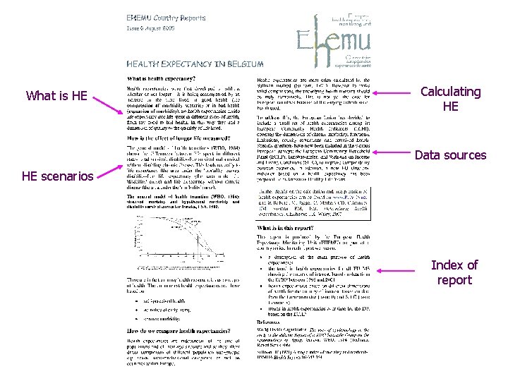 What is HE Calculating HE Data sources HE scenarios Index of report 