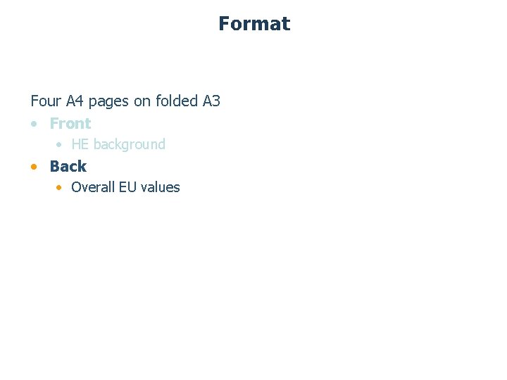 Format Four A 4 pages on folded A 3 • Front • HE background