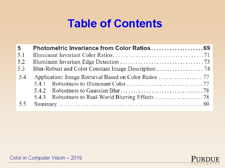 Table of Contents Color in Computer Vision – 2019 