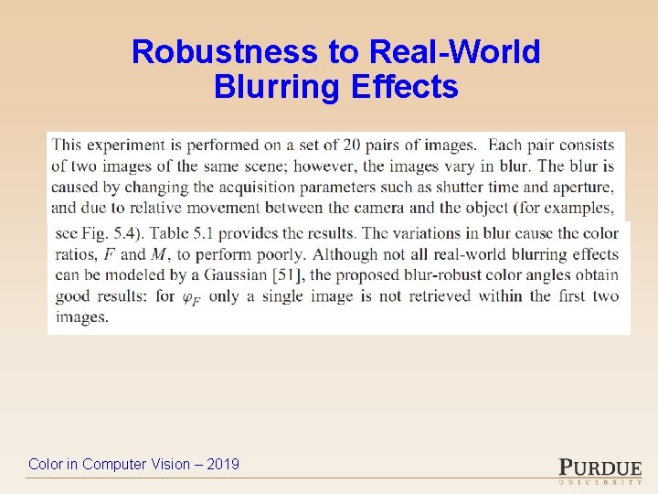 Robustness to Real-World Blurring Effects Color in Computer Vision – 2019 