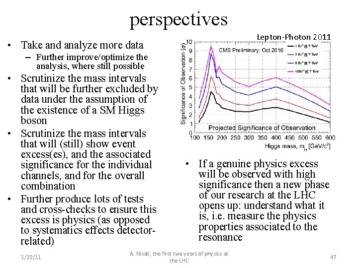 perspectives Lepton-Photon 2011 • Take and analyze more data – Further improve/optimize the analysis,