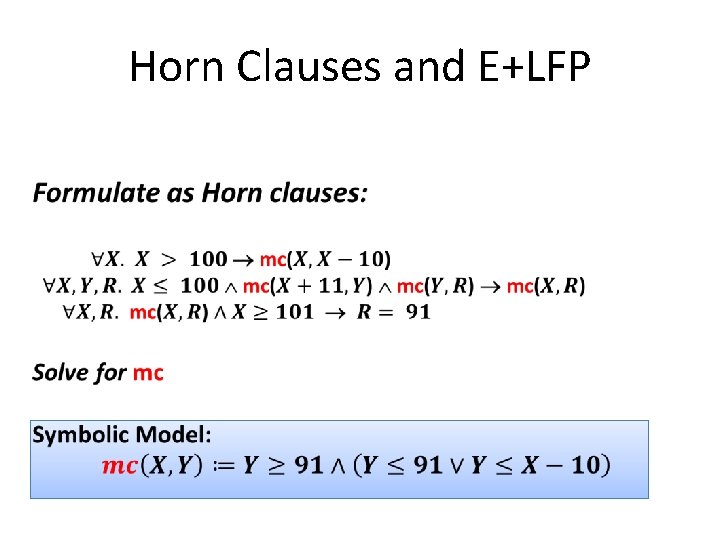 Horn Clauses and E+LFP • 
