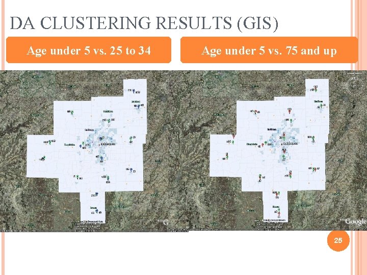 DA CLUSTERING RESULTS (GIS) Age under 5 vs. 25 to 34 Age under 5