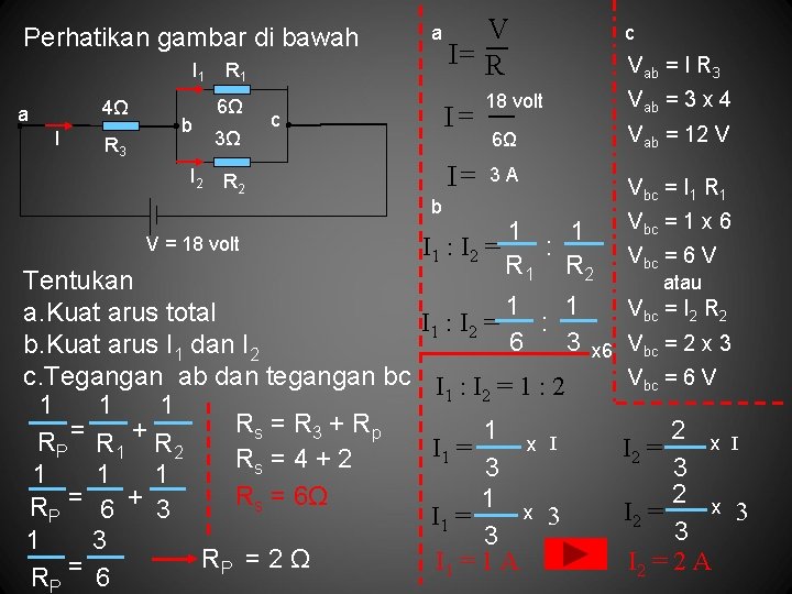 Perhatikan gambar di bawah I 1 4Ω a I R 3 b I 2