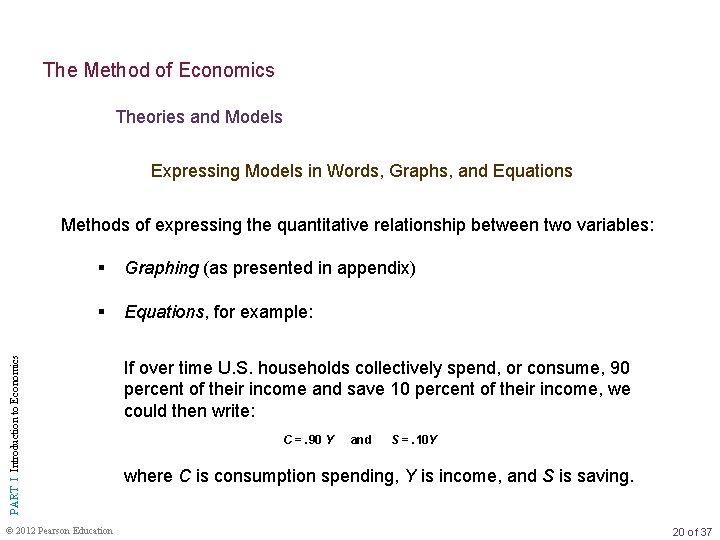 The Method of Economics Theories and Models Expressing Models in Words, Graphs, and Equations