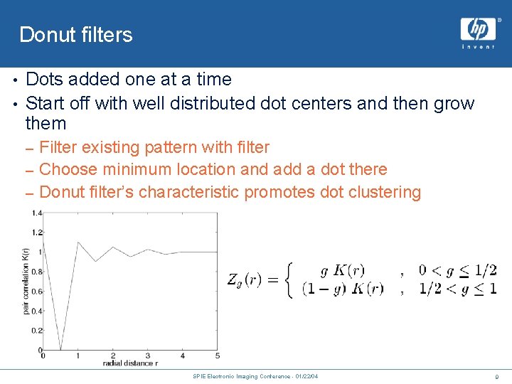 Donut filters Dots added one at a time • Start off with well distributed