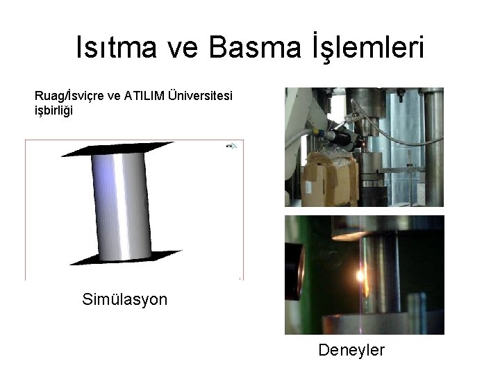 Isıtma ve Basma İşlemleri Ruag/İsviçre ve ATILIM Üniversitesi işbirliği Simülasyon Deneyler 