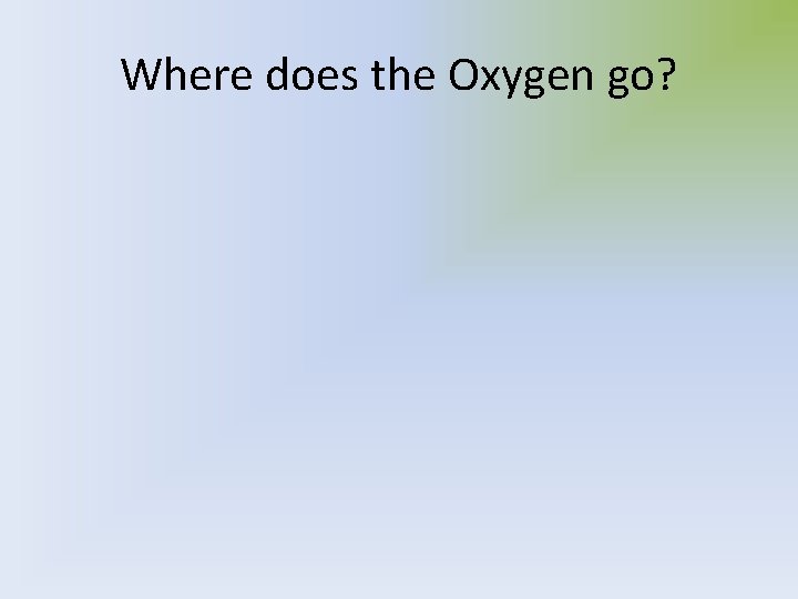 Where does the Oxygen go? 