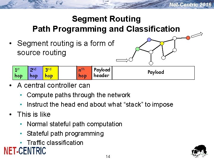 Net-Centric 2016 Segment Routing Path Programming and Classification • Segment routing is a form Net-Centric 2016 Segment Routing Path Programming and Classification • Segment routing is a form
