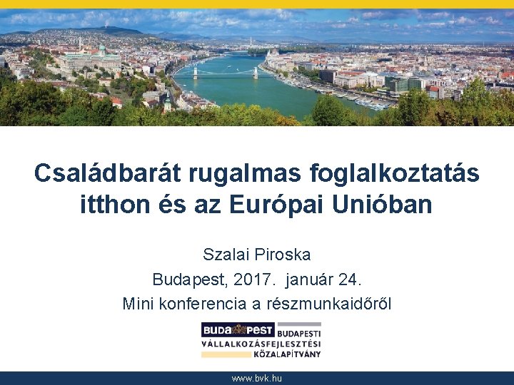 Családbarát rugalmas foglalkoztatás itthon és az Európai Unióban Szalai Piroska Budapest, 2017. január 24.