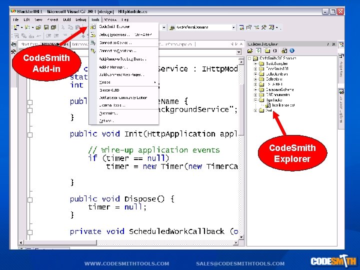 Code. Smith Add-in Code. Smith Explorer 