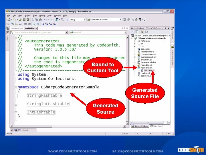 Bound to Custom Tool Generated Source File Generated Source 