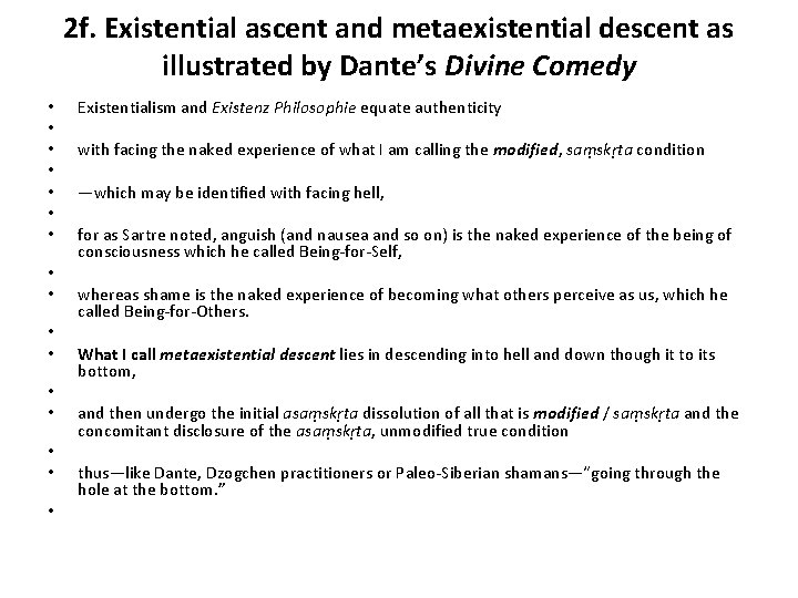 2 f. Existential ascent and metaexistential descent as illustrated by Dante’s Divine Comedy •