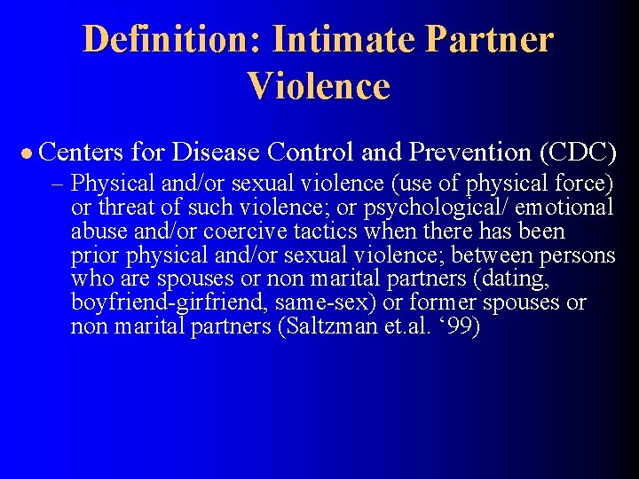 Definition: Intimate Partner Violence l Centers for Disease Control and Prevention (CDC) – Physical