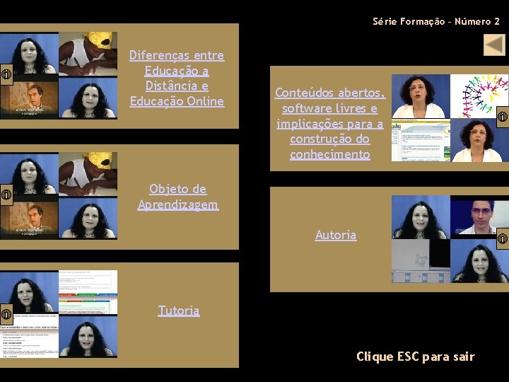 Série Formação – Número 2 Diferenças entre Educação a Distância e Educação Online Conteúdos