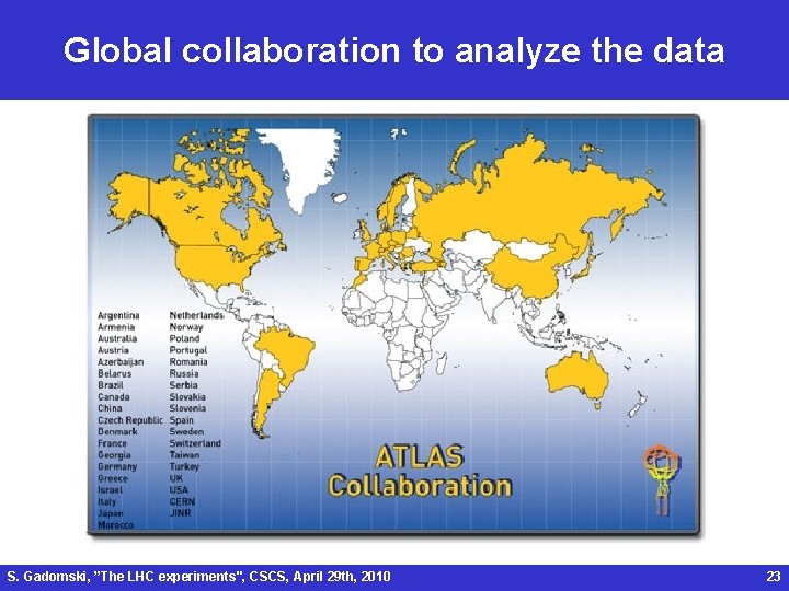 Global collaboration to analyze the data S. Gadomski, ”The LHC experiments", CSCS, April 29