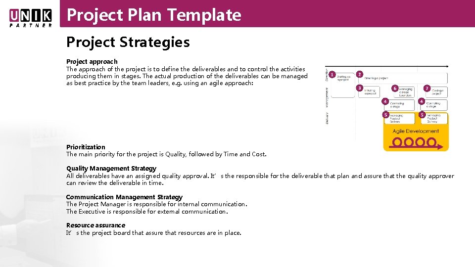 Project Plan Template Project Strategies Project approach The approach of the project is to