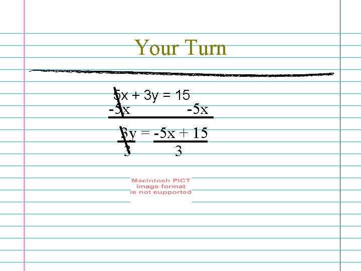 Your Turn 5 x + 3 y = 15 -5 x 3 y =