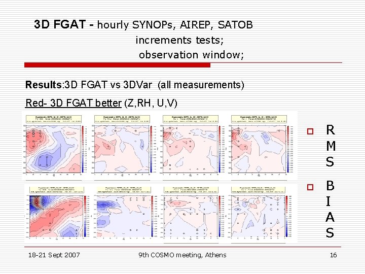 3 D FGAT - hourly SYNOPs, AIREP, SATOB increments tests; observation window; Results: 3