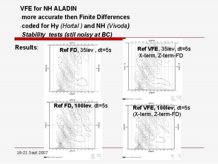 VFE for NH ALADIN -more accurate then Finite Differences -coded for Hy (Hortal )