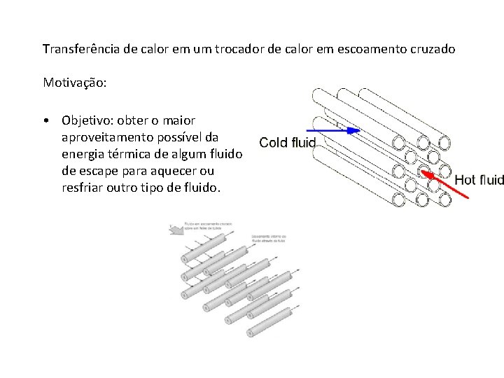 Transferência de calor em um trocador de calor em escoamento cruzado Motivação: • Objetivo: