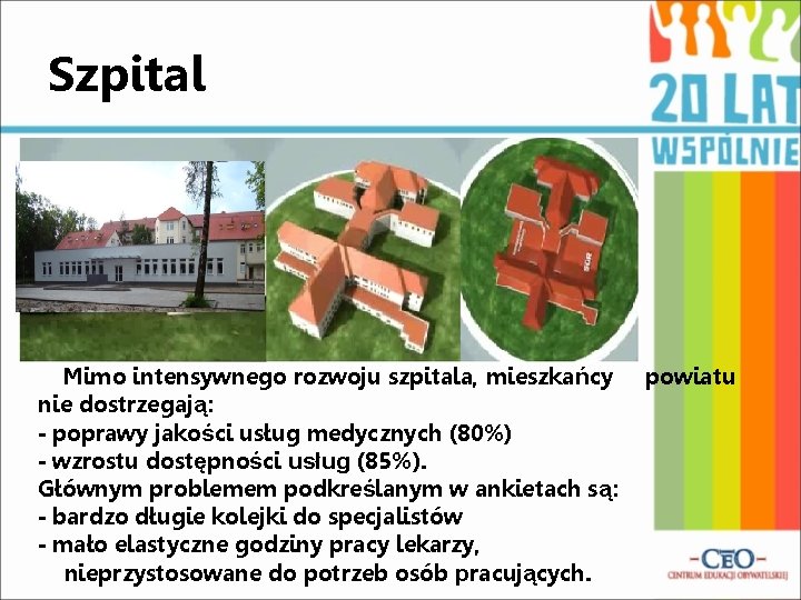 Szpital Mimo intensywnego rozwoju szpitala, mieszkańcy nie dostrzegają: - poprawy jakości usług medycznych (80%)