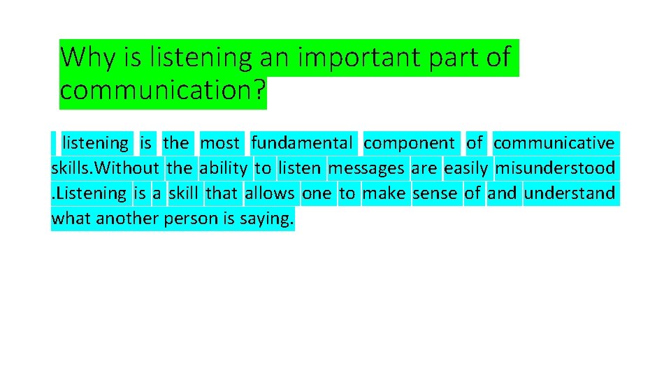 Why is listening an important part of communication? listening is the most fundamental component