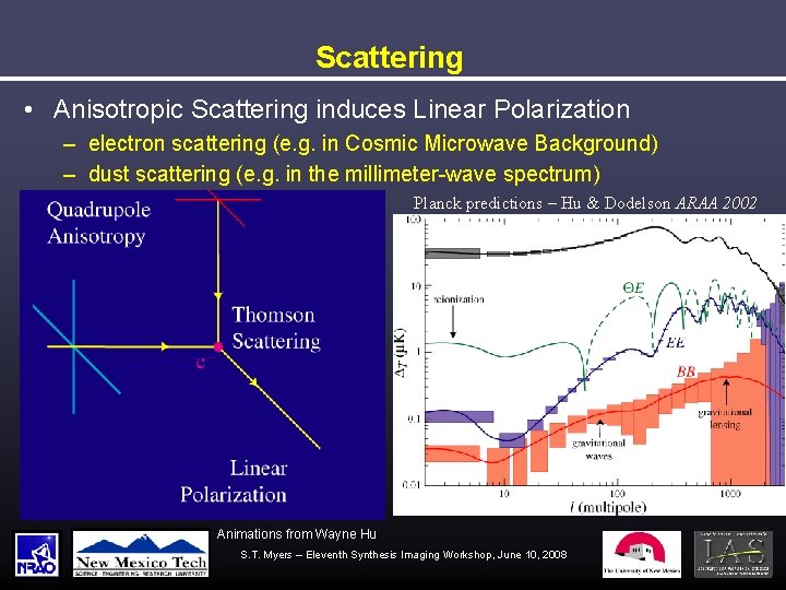 Scattering • Anisotropic Scattering induces Linear Polarization – electron scattering (e. g. in Cosmic