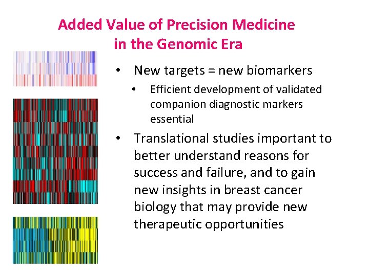 Added Value of Precision Medicine in the Genomic Era • New targets = new