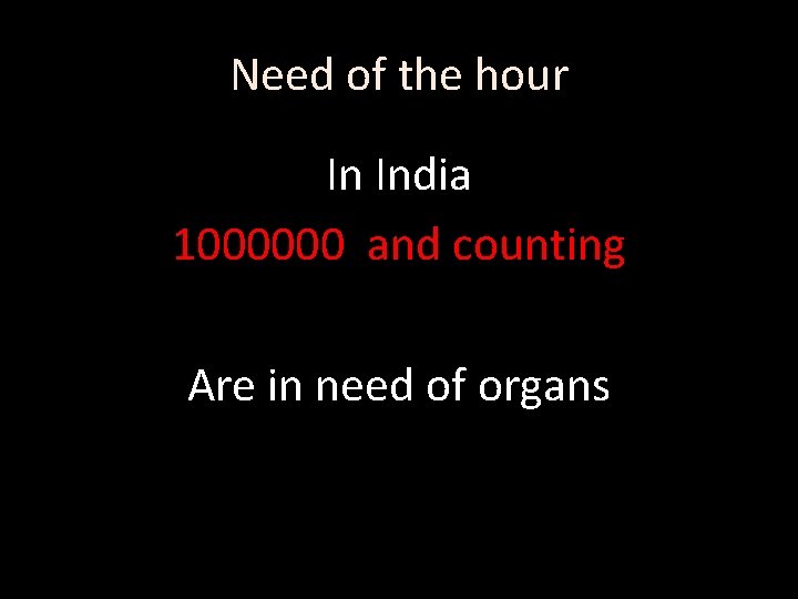Need of the hour In India 1000000 and counting Are in need of organs
