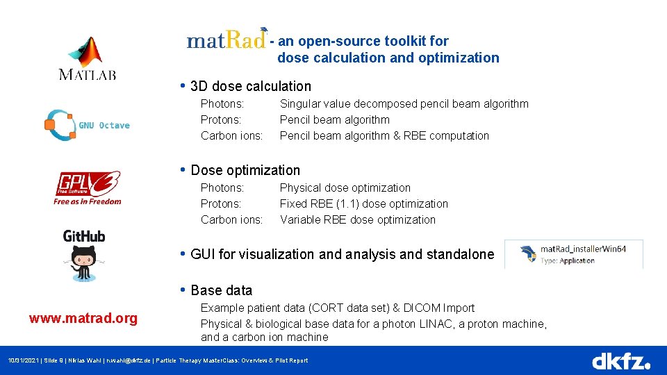Author Division 10/31/2021 | - an open-source toolkit for dose calculation and optimization Page