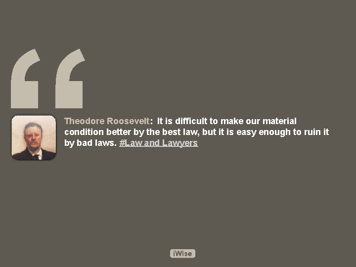 “ Theodore Roosevelt: It is difficult to make our material condition better by the