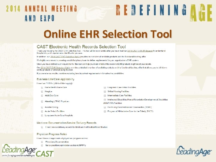 Online EHR Selection Tool 