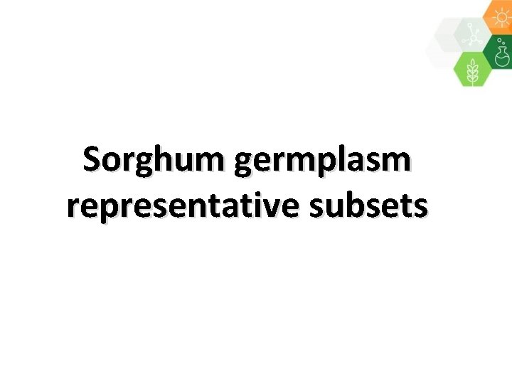 Sorghum germplasm representative subsets 