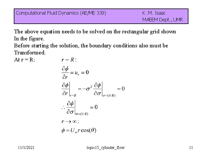 Computational Fluid Dynamics (AE/ME 339) K. M. Isaac MAEEM Dept. , UMR The above