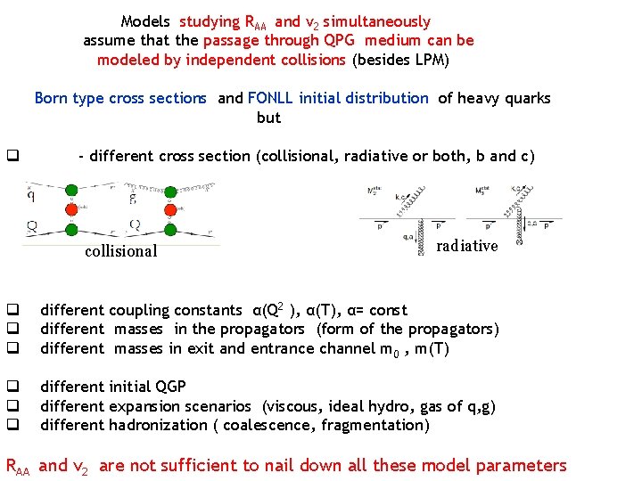 Models studying RAA and v 2 simultaneously assume that the passage through QPG medium