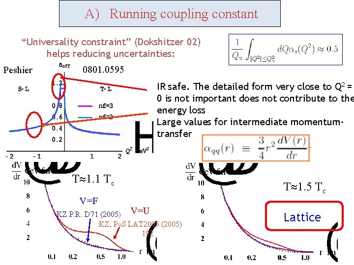 A) Running coupling constant “Universality constraint” (Dokshitzer 02) helps reducing uncertainties: 0801. 0595 Peshier