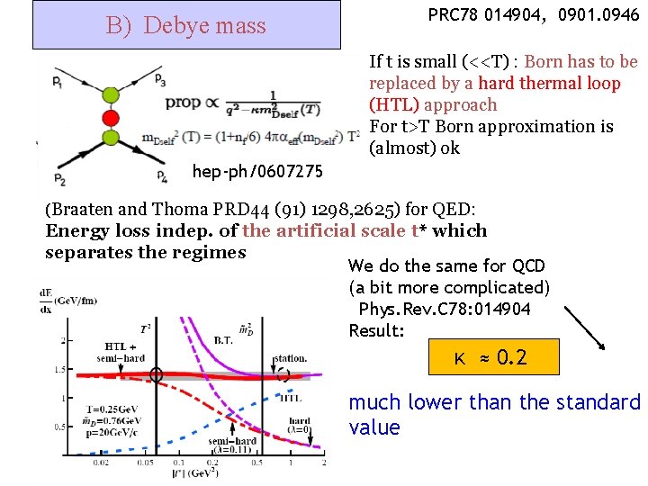 PRC 78 014904, 0901. 0946 B) Debye mass If t is small (<<T) :