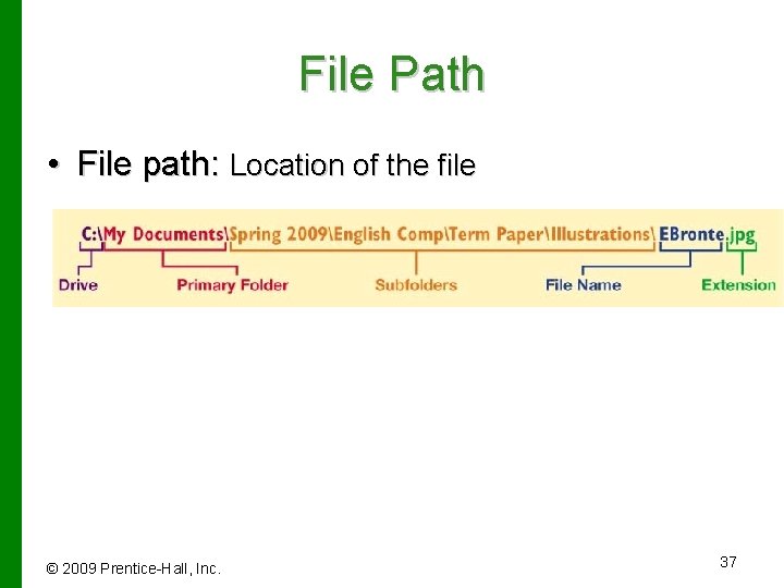 File Path • File path: Location of the file © 2009 Prentice-Hall, Inc. 37