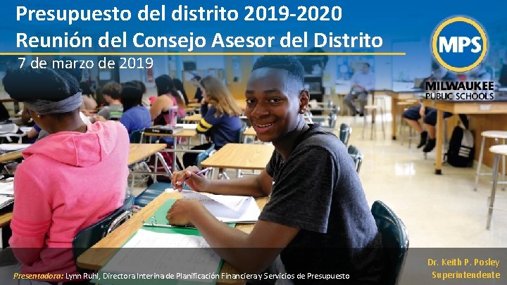 Presupuesto del distrito 2019 -2020 Reunión del Consejo Asesor del Distrito 7 de marzo